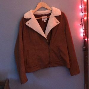 Sherpa Lined Suede Moto Jacket